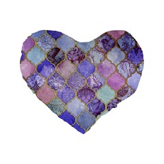 Blue Moroccan Mosaic Standard 16  Premium Heart Shape Cushions by Brittlevirginclothing