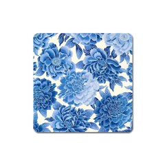 Blue Flower Square Magnet by Brittlevirginclothing