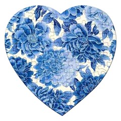 Blue Flower Jigsaw Puzzle (heart) by Brittlevirginclothing