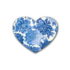 Blue Flower Rubber Coaster (heart)  by Brittlevirginclothing