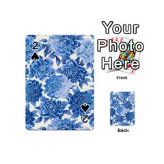 Blue Flower Playing Cards 54 (mini)  by Brittlevirginclothing