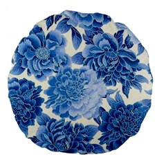 Blue Flower Large 18  Premium Round Cushions by Brittlevirginclothing