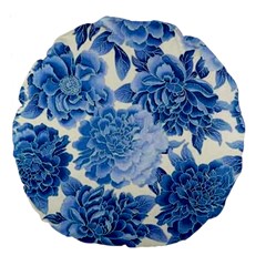 Blue Flower Large 18  Premium Flano Round Cushions by Brittlevirginclothing