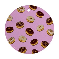 Donuts Pattern - Pink Ornament (round) by Valentinaart