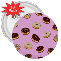 Donuts Pattern - Pink 3  Buttons (10 Pack)  by Valentinaart