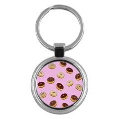 Donuts Pattern - Pink Key Chains (round)  by Valentinaart