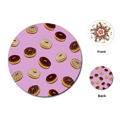 Donuts Pattern - Pink Playing Cards (round)  by Valentinaart