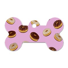 Donuts Pattern - Pink Dog Tag Bone (one Side) by Valentinaart