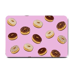 Donuts Pattern - Pink Small Doormat  by Valentinaart