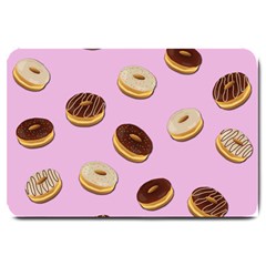 Donuts Pattern - Pink Large Doormat  by Valentinaart