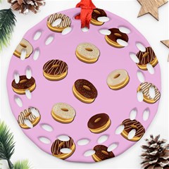 Donuts Pattern - Pink Round Filigree Ornament (two Sides)