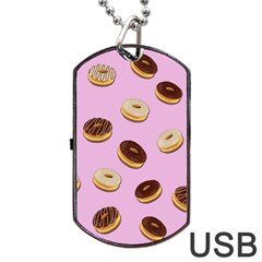 Donuts Pattern - Pink Dog Tag Usb Flash (two Sides) by Valentinaart