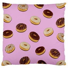 Donuts Pattern - Pink Large Cushion Case (one Side) by Valentinaart