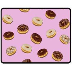 Donuts Pattern - Pink Double Sided Fleece Blanket (medium)  by Valentinaart