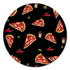 Pizza Slice Patter Magnet 5  (round) by Valentinaart