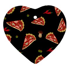 Pizza Slice Patter Heart Ornament (two Sides) by Valentinaart