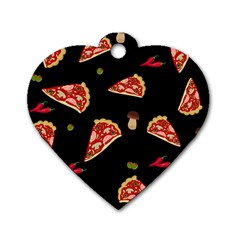 Pizza Slice Patter Dog Tag Heart (one Side) by Valentinaart