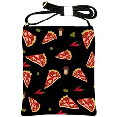 Pizza Slice Patter Shoulder Sling Bags by Valentinaart