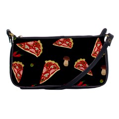 Pizza Slice Patter Shoulder Clutch Bags by Valentinaart