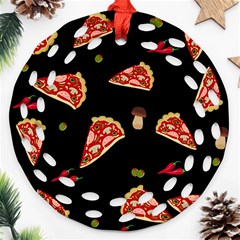 Pizza Slice Patter Round Filigree Ornament (two Sides) by Valentinaart