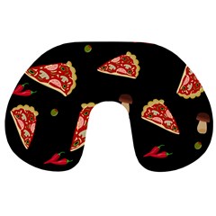 Pizza Slice Patter Travel Neck Pillows by Valentinaart