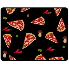 Pizza Slice Patter Double Sided Fleece Blanket (medium)  by Valentinaart