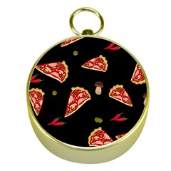 Pizza Slice Patter Gold Compasses by Valentinaart