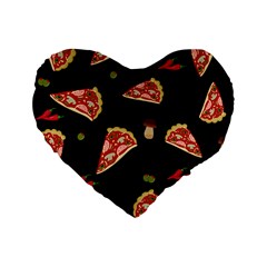 Pizza Slice Patter Standard 16  Premium Flano Heart Shape Cushions by Valentinaart