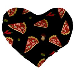 Pizza Slice Patter Large 19  Premium Flano Heart Shape Cushions by Valentinaart