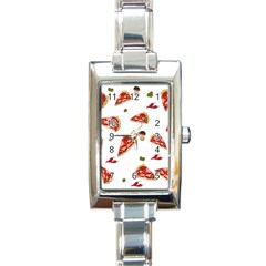 Pizza Pattern Rectangle Italian Charm Watch by Valentinaart