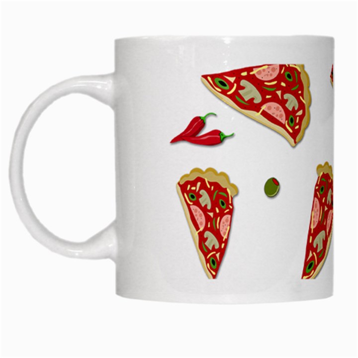 Pizza pattern White Mugs