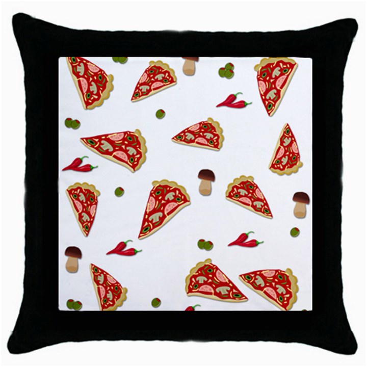 Pizza pattern Throw Pillow Case (Black)