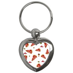 Pizza Pattern Key Chains (heart)  by Valentinaart