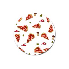 Pizza Pattern Magnet 3  (round) by Valentinaart