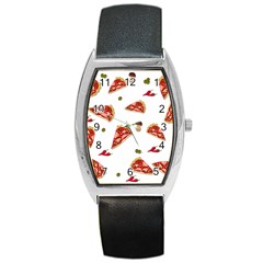 Pizza Pattern Barrel Style Metal Watch by Valentinaart