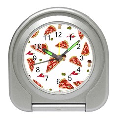 Pizza Pattern Travel Alarm Clocks by Valentinaart