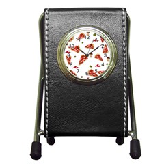 Pizza Pattern Pen Holder Desk Clocks by Valentinaart