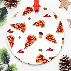 Pizza Pattern Round Ornament (two Sides) by Valentinaart