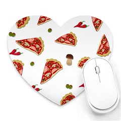 Pizza Pattern Heart Mousepads by Valentinaart