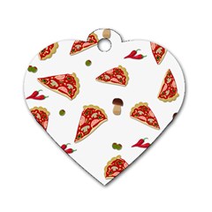 Pizza Pattern Dog Tag Heart (one Side) by Valentinaart