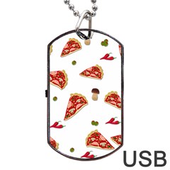 Pizza Pattern Dog Tag Usb Flash (one Side) by Valentinaart