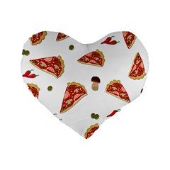 Pizza Pattern Standard 16  Premium Heart Shape Cushions by Valentinaart