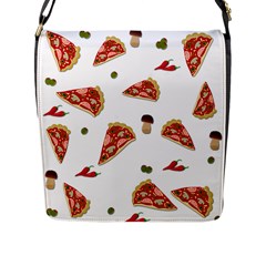 Pizza Pattern Flap Messenger Bag (l)  by Valentinaart