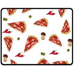 Pizza Pattern Double Sided Fleece Blanket (medium)  by Valentinaart