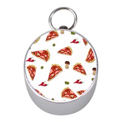 Pizza Pattern Mini Silver Compasses by Valentinaart