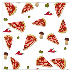 Pizza Pattern Large Satin Scarf (square) by Valentinaart