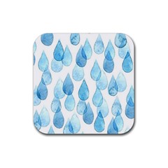 Rain Drops Rubber Coaster (square)  by Brittlevirginclothing