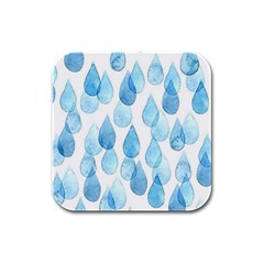 Rain Drops Rubber Square Coaster (4 Pack)  by Brittlevirginclothing