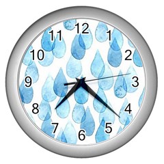 Rain Drops Wall Clocks (silver)  by Brittlevirginclothing