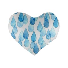 Rain Drops Standard 16  Premium Flano Heart Shape Cushions by Brittlevirginclothing